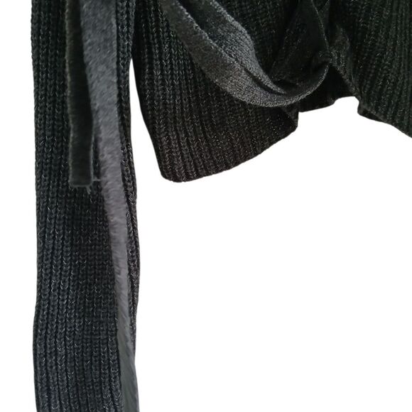 Forever 21 Women's Crop Top Lace-Up Back Sweater Black/Grey Knit Long Sleeves SM - Picture 5 of 10